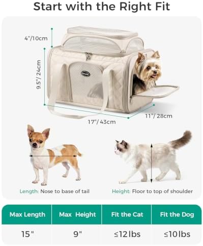 Airline Approved Cat Carrier with Expandable Top, 17x11x9.5in, Ivory White‌ - Image 2