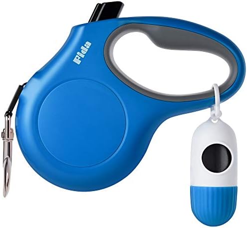 Fida Retractable Dog Leash with Dispenser and Poop Bags, 16 ft, Blue by Fida