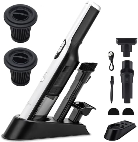 Cordless Handheld Vacuum, 18KPa Car Vacuum with LED and Dock, White by Unknown