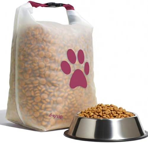(re)zip Large Pet Food Travel Bag & Kibble Carrier, 40-Cup Roll Top Magenta by rezip