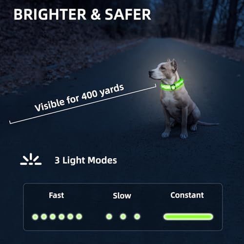 Super Bright LED Dog Collar, Waterproof Light up Collars(Green, S) - Image 6