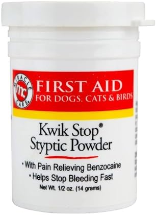 Miracle Care Kwik Stop Styptic Powder for Dogs, Cats, and Birds, 0.5 Ounce by MiracleCare
