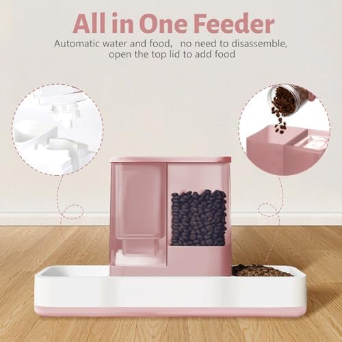 Yummy Sam Automatic Small Pet Feeder and Water Dispenser, Pink - Image 3