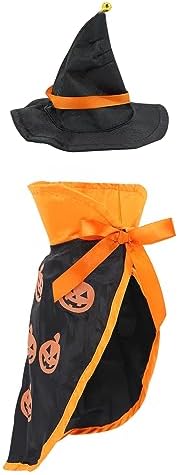 Pet Halloween Pumpkin Cloak with Hat Cosplay Cloak for Cat and Small Dogs, Pet Halloween Costume Clothes Suit with Cap by QIYADIN