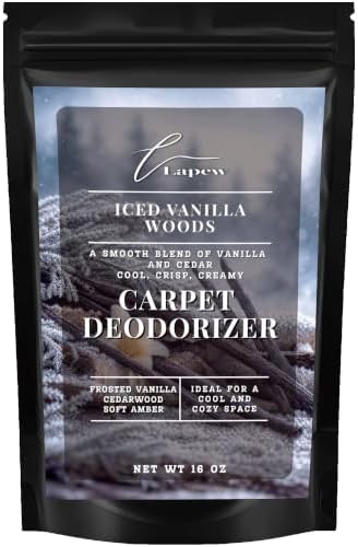 Lapew Iced Vanilla Woods Carpet Deodorizer Powder - Pet Safe Freshener for Vacuuming | Scented Odor Eliminator for Home | 16 oz by Lapew