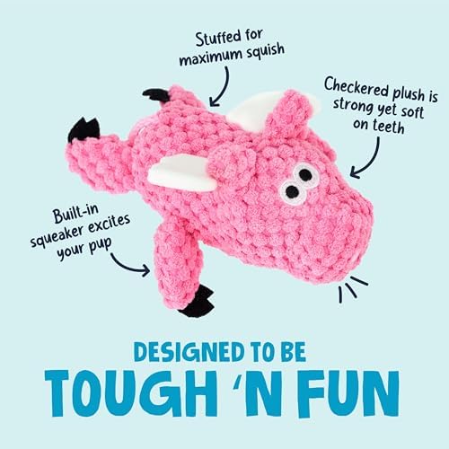 goDog Farm Friends Sitting Flying Pig Squeaky Dog Toy, Plush with Chew Guard Technology, Pink, Mini - Image 2