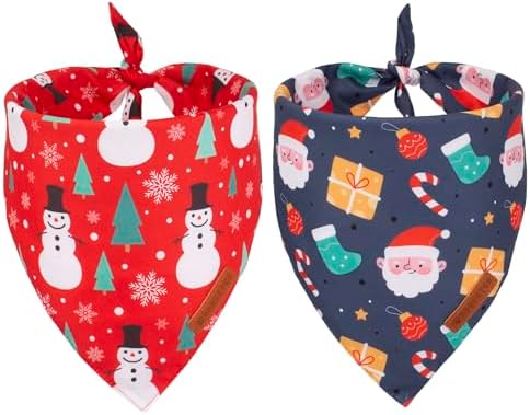 ADOGGYGO Christmas Dog Bandana, Snowman Santa Pet Scarf, Premium Durable Fabric, Adjustable Fit Christmas Bandanas for Extra Large Dogs Pets (X-Large) by ADOGGYGO