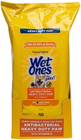 Wet Ones for Pets Antibacterial Dog Paw Wipes, Tropical Splash, 50 Count by WetOnes