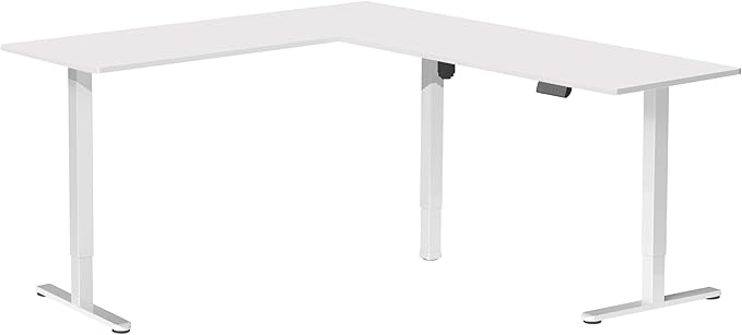 VIVO White 75 x 63 in Corner Standing Desk, DESK-E3CTW-75 | Electric, Large Reversible L-Shaped Table, Sit Stand Height Adjustable, Memory Controller, Office Furniture Sets, Black Frame - Image 9