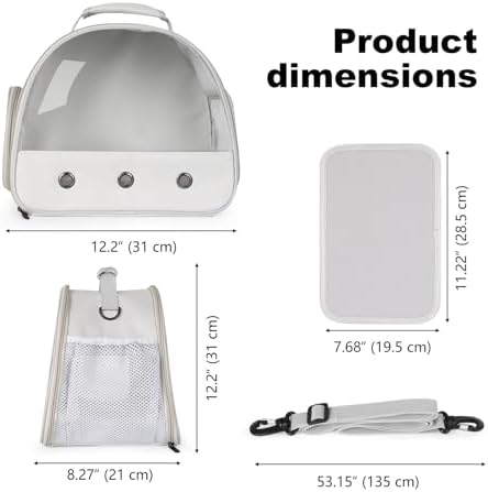 Bearded Dragon Carrier,Lizards Carrier, Small Animal Travel Carrier for Hedgehog Rat Parrot Bird Guinea Pig, Portable Guinea Pig Travel Carrier for 2(Grey) - Image 2