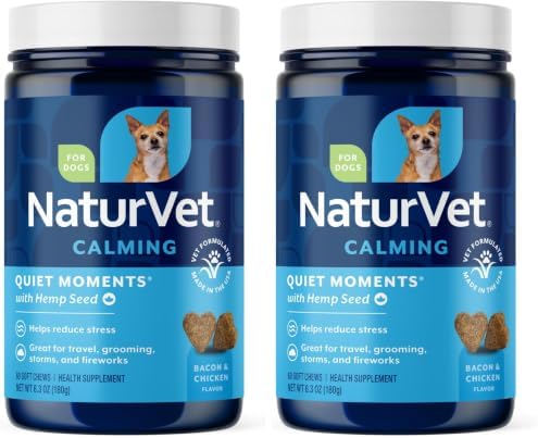 NaturVet Quiet Moments Plus Hemp Calming Aid Soft Chews for Dogs, Count of 120, 60 CT by NaturVet