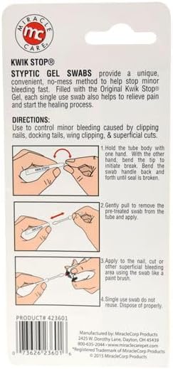 Miracle Care Kwik Stop Styptic Gel Swabs for Dogs, Cats, and Birds, 3 Count - Image 2
