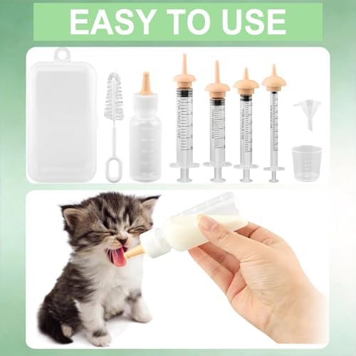 Pet Nursing Kit – Kitten Bottle Feeding Set with Nipples, Syringes, and Formula Dispenser for Newborn Puppies, Kittens, Baby Squirrels, and Other Small Animals - Image 4