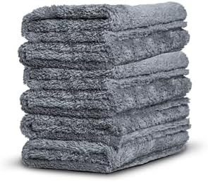 Adam's Borderless Grey Microfiber Towel (6pk) - Premium Ultra Soft Car Detailng Towel Cloths, 480gsm - Safe for Car Wash, Home Cleaning & Pet Drying Cloths (16 Inch x 16 Inch) by AdamsPolishes