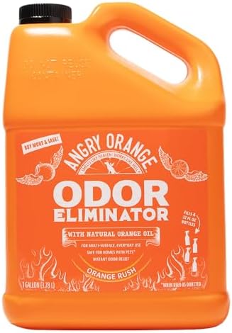 Angry Orange Pet Odor Eliminator for Dog and Cat Urine, Carpet Stains, and Strong Smells – Orange Rush Scent Cleaner – 1 Gallon by AngryOrange