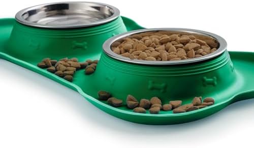 Hubulk Pet Dog Bowls 2 Stainless Steel Dog Bowl with No Spill Non-Skid Silicone Mat + Pet Food Scoop Water and Food Feeder Bowls for Feeding Small Medium Large Dogs Cats Puppies (Small, Hunter Green) - Image 5