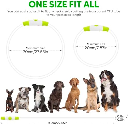 HIGO Light Up Dog Collars, USB Rechargeable LED Dog Collar, TPU Cuttable Dog Glow Collar, High Visibility Puppy Collar Safety Dog Lights for Night Walking(Green) - Image 4