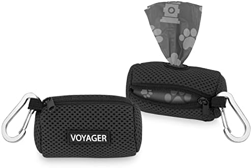 Best Pet Supplies Dog Poop Bag Holder Leash Attachment with Reusable Dispenser for Travel, Walking, Park, and Outdoor Use, Durable with Clip-On - Black, Pack of 2, Mesh Dispenser w/30 Bags by BestPetSuppliesLLC