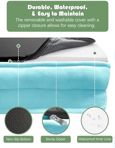 Spotted Play Orthopedic Dog Bed with Sides - Sofa Beds for Extra Large Dogs, Supportive Foam Pet Couch Bed with Washable Removable Cover, Waterproof Lining and Non-Slip Bottom, Ice Blue - XL-Plus - Image 6