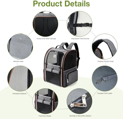 Extra Large Cat Backpack Carrier Expandable Pet Carrier Backpack for Small/Medium Dogs and Medium/Large Cats, Grey - Image 6
