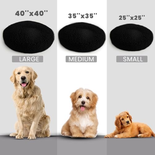 Muddy Mat® Cloud K-9 Bed for Dogs & Cats, Soft & Relaxing Donut Dog Bed, Chenille Material, Removable Cover, Washable & Dryer Safe–Black Large(40'x40') - Image 4