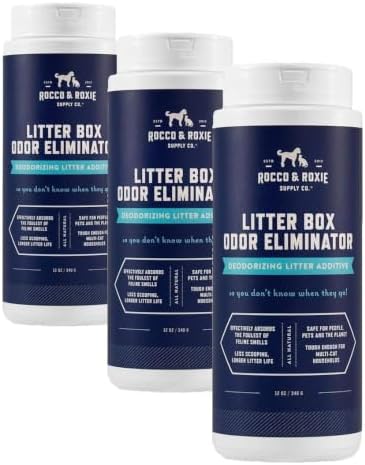 Rocco & Roxie Litter Box Odor Eliminator, Best Natural Urine Deodorizer, Cat Box Deodorizer, Smell Control, Odor Absorber, Safe for Kitty, 12 oz (Pack of 3) by RoccoRoxieSupplyCo