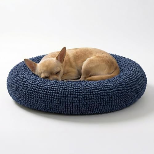 Muddy Mat® Cloud K-9 Bed for Dogs & Cats, Soft & Relaxing Donut Dog Bed, Chenille Material, Removable Cover, Washable & Dryer Safe–Navy Blue Small(25'x25') by MuddyMat%C2%AE