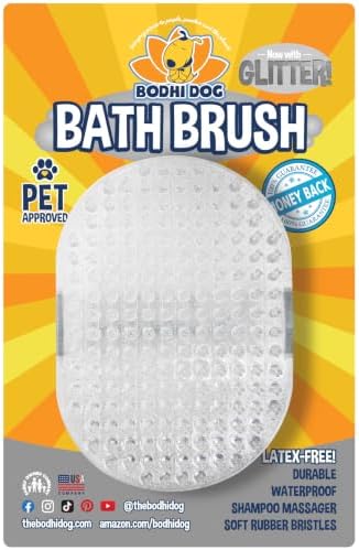 Bodhi Dog Shampoo Brush - Pet Grooming & Bath Supplies for Dogs and Cats - Bath Brush for Long & Short Hair - Premium Scrubber for Shower, Showerhead, Sprayer & Bathing (One Pack, Silver) by BodhiDog