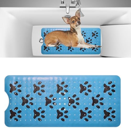 Dog Bath Mat for Tub -Non-Slip Bath Pad for Pet Dogs-Shower Non-Slip Mat Quick Drain Dog Shower Accessory pad Supplies 39.4x15.7 Inches (Blue) by WDJLMLP