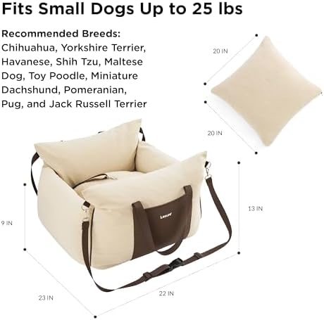 Lesure Dog Car Seat for Small Dogs,Booster Car Bed for Puppy Under 25lbs - Image 6