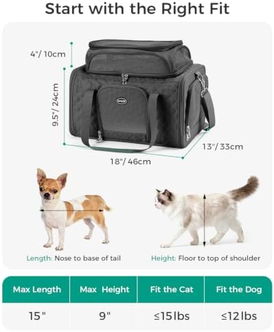 Pet Carrier Airline Approved 18x13x9.5 in, Soft-Sided Top-Expandable, Black - Image 2