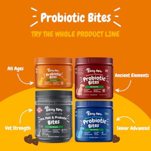 Zesty Paws Probiotics for Dogs, Digestive Enzymes Gut Flora, Digestive Health, Diarrhea & Bowel Support, DE111, Dog Probiotic Soft Chew for Pet Immune System, Pumpkin, 250 Ct - Image 2