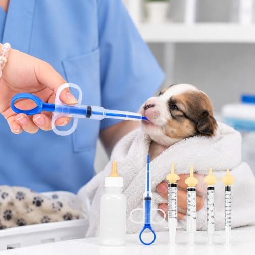 Pet Nursing Kit for Newborn Kittens & Puppies - Bottle Feeding Set with Silicone Nipples, Syringes, Medicine Feeder & Formula Dispenser - Milk Feeder for Baby Squirrels, Rabbits & Small Animals - Image 6