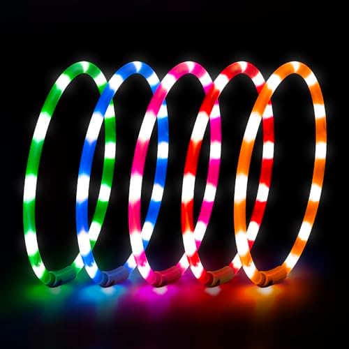 LED Dog Collar - HIGO Light Up Dog Collars Glow in the Dark, USB Rechargeable LED Dog Necklace Light for Your Dogs Walking at Night (Green-Silicone) - Image 3
