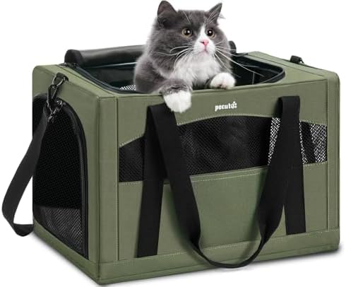 Pecute Cat Carrier Stable, Pet Carrier with Privacy Partition,Green by pecute