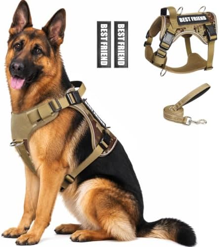 WINSEE No Pull Tactical Dog Harness with Leash Set with 2 Patches by WINSEE