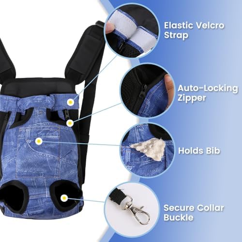 Mosago Dog Backpack Carrier, Front Chest Carrier for Small Dogs, Blue, L - Image 5