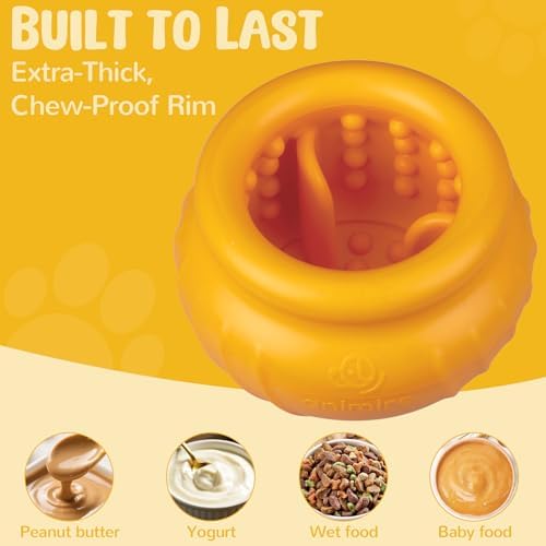 Wobbly Dog Enrichment Lick Toy, Stuffable Frozen Lick Bowl to Keep Dogs Busy, Long-Lasting Interactive Treat Dispensing Dog Toy, Silicone Fetch Catch Chew Toy(Orange,M) - Image 4