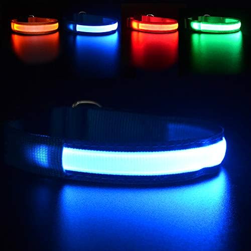 MASBRILL Led Dog Collar - Light Up, Night Walking, Water-Resistant Blue Glowing Collar 4 Colors to Choose From by MASBRILL