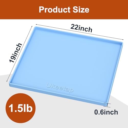 22" x 19" Extra Thick Silicone Mat Waterproof with Raised Edge, Blue - Image 7