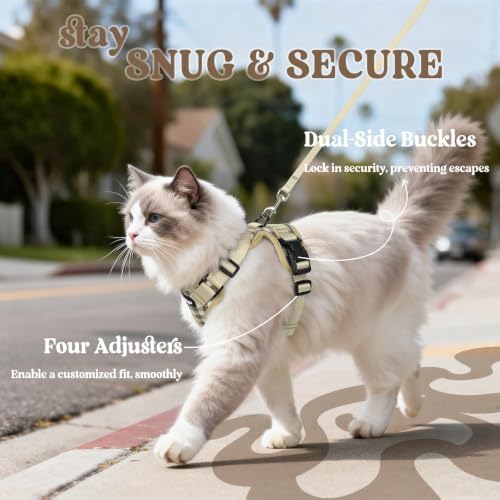 rabbitgoo Cat Harness and Leash Set, Escape Proof Vest, Foamy Coffee - Image 6