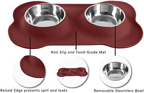 Hubulk Pet Dog Bowls 2 Stainless Steel Dog Bowl with No Spill Non-Skid Silicone Mat + Pet Food Scoop Water and Food Feeder Bowls for Feeding Small Medium Large Dogs Cats Puppies (X- Large, Burgundy) - Image 3