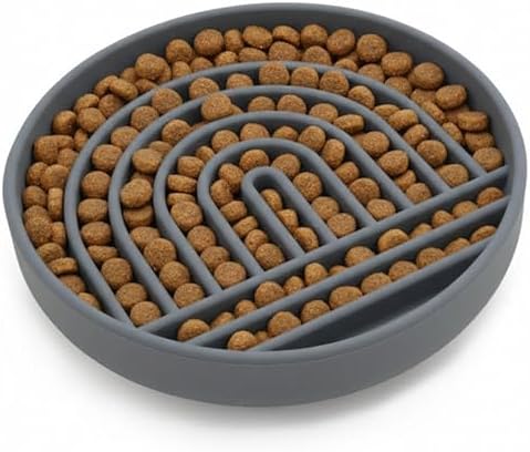 Slow Feeder Dog Bowl - Silicone Dog Bowl, Small, 6" x 1.25"- Charcoal by ShouldWeGo