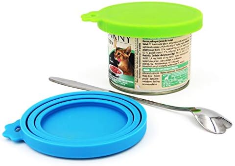 Comtim Pet Food Can Lids, Silicone Can Covers for Dog Cat Food, Universal Size Fit Small Medium Large Cans, 2 Pack and 1 Pet Food Cans Spoon by COMTIM