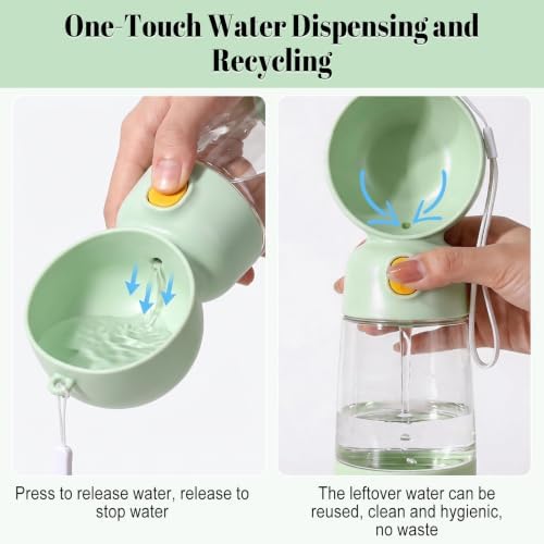 Portable Dog Water Bottle with Food Container 2 in 1(13.5oz Green) - Image 4