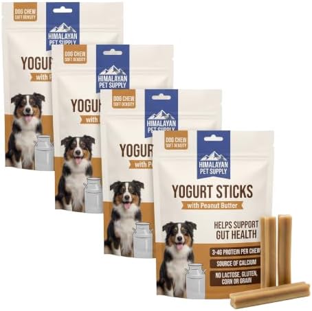 Yogurt Sticks, Prebiotic & Probiotics, Protein Rich - Lactose Free - Gluten Free - Corn Free - Grain Free, USA Made, for All Breeds, 5 pieces of Droolicious Yogurt Sticks, Peanut Butter Flavor by HimalayanDogChew
