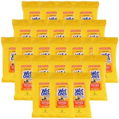 Wet Ones for Pets Paw and Tushie Dog Wipes, Tropical Splash, 30 Ct, 24-Pack by WetOnes
