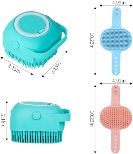 Comotech 3-in-1 Dog Grooming Brush | Adjustable Handle Shampoo Brush & Scrubber for Short & Long Haired Dogs & Cats (Blue Pink Blue) - Image 6