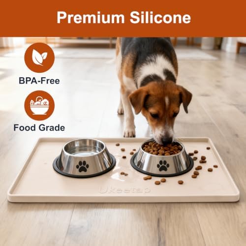 19" x 12" Extra Thick Silicone Mat Waterproof with Raised Edge, Beige - Image 4