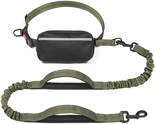 iYoShop Hands Free Dog Leash with Zipper Pouch, Medium, Military Green by iYoShop